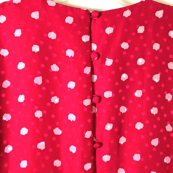 Vintage Y2K Maggy London Silk Midi Dress Women's Sz 6 Red Polka Dot Long Sleeve - Picture 8 of 16